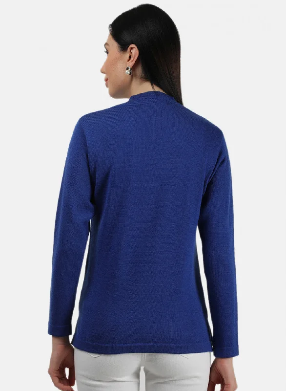 Women Blue Solid Cardigan