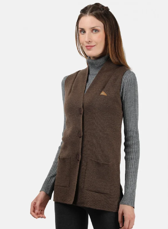 Women Brown Solid Cardigan