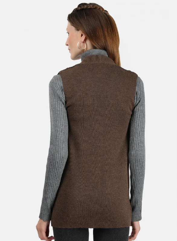 Women Brown Solid Cardigan