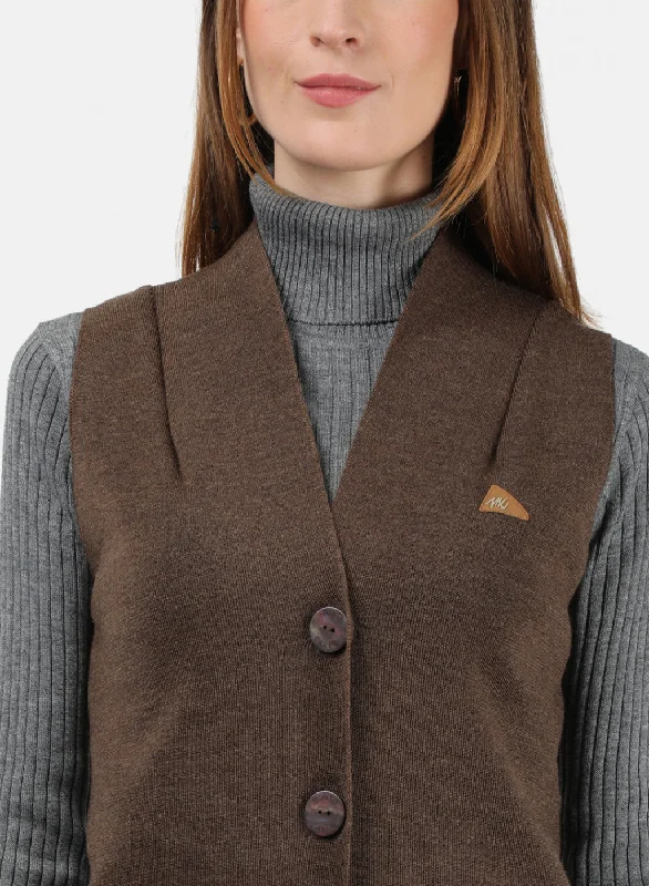 Women Brown Solid Cardigan