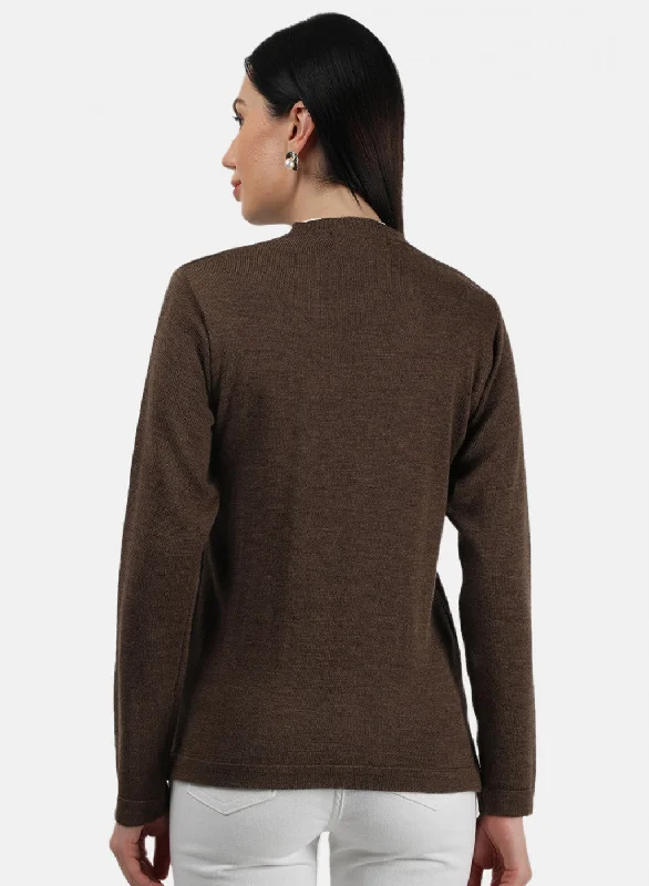 Women Brown Solid Cardigan