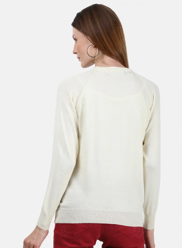 Women Cream Solid Cardigan