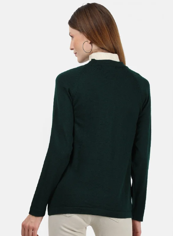 Women Green Solid Cardigan