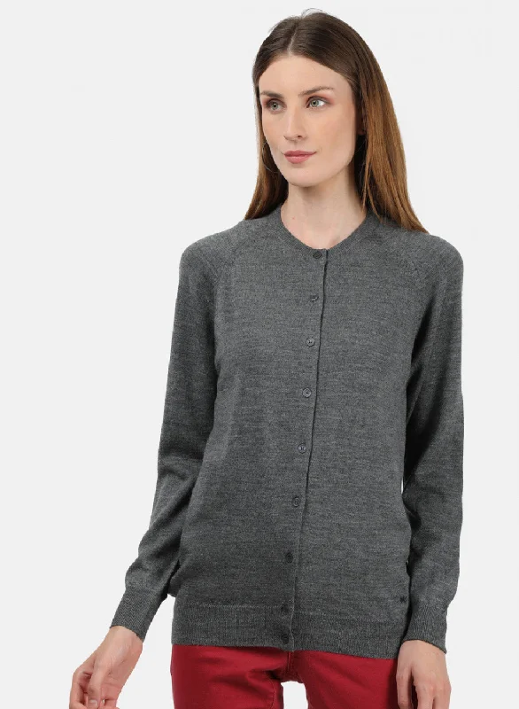 Women Grey Solid Cardigan