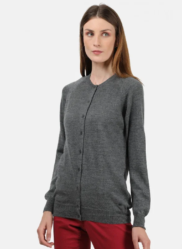 Women Grey Solid Cardigan