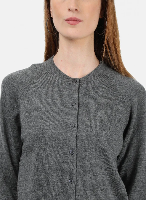 Women Grey Solid Cardigan