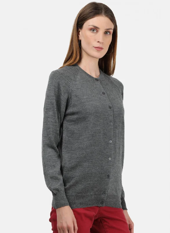 Women Grey Solid Cardigan