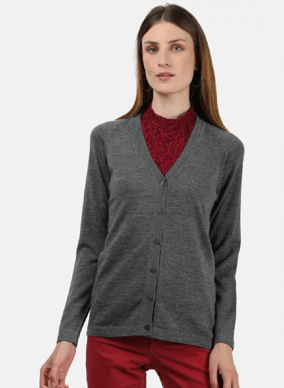 Women Grey Solid Cardigan