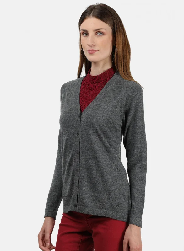 Women Grey Solid Cardigan