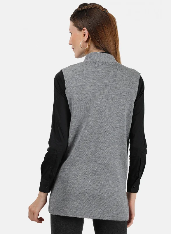 Women Grey Solid Cardigan