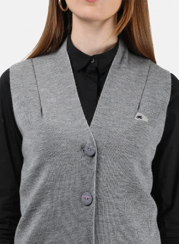 Women Grey Solid Cardigan