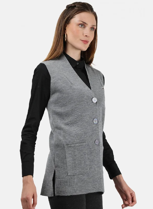 Women Grey Solid Cardigan