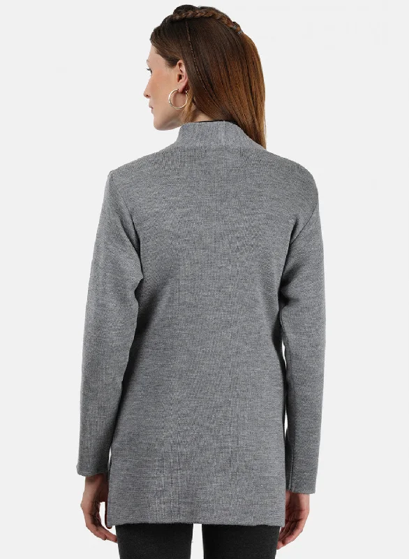 Women Grey Solid Cardigan