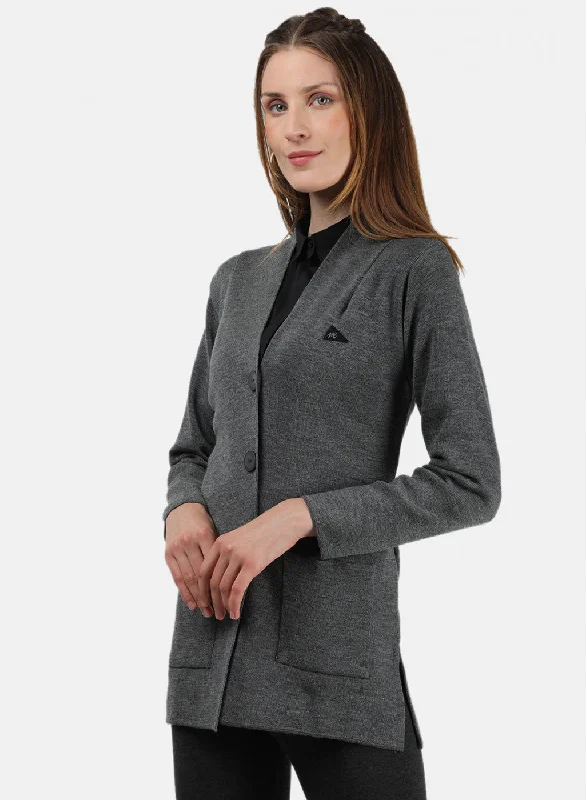 Women Grey Solid Cardigan