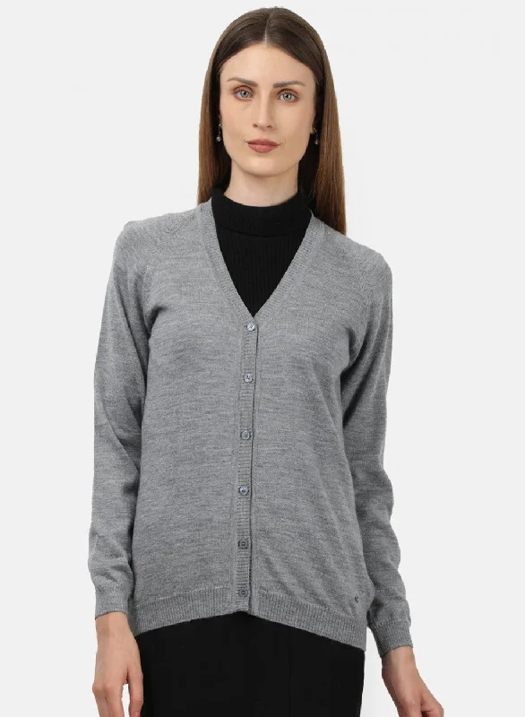 Women Grey Solid Cardigan