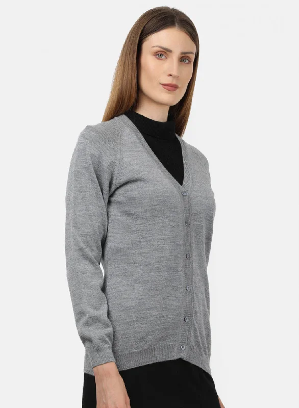 Women Grey Solid Cardigan