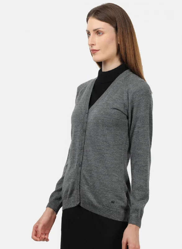 Women Grey Solid Cardigan