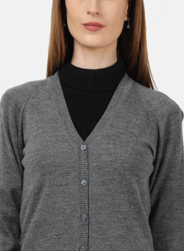 Women Grey Solid Cardigan