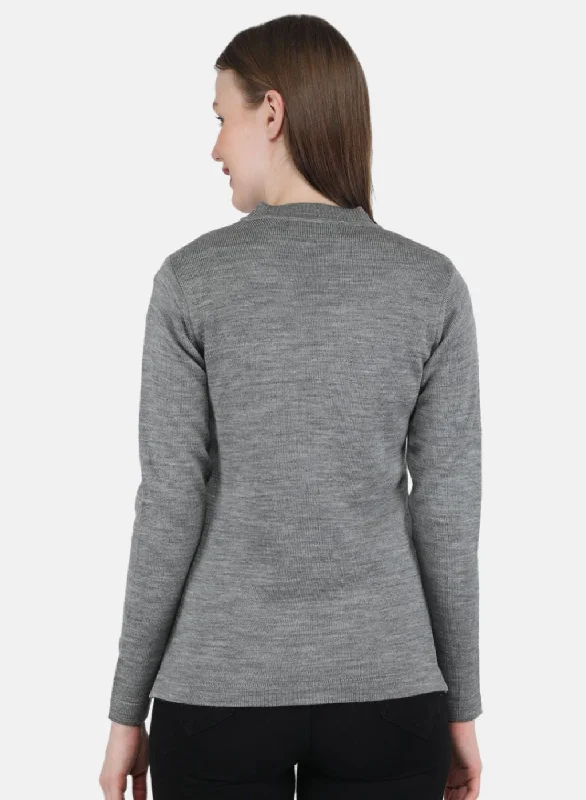 Women Grey Solid Cardigan