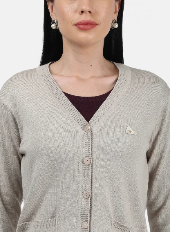 Women Light Brown Solid Cardigan