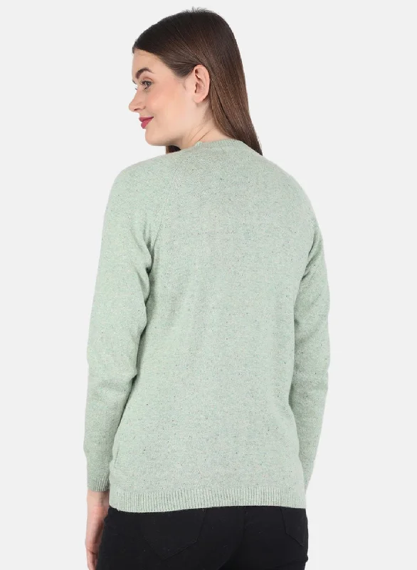 Women Light Green Solid Cardigan