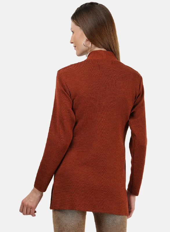 Women Orange Solid Cardigan