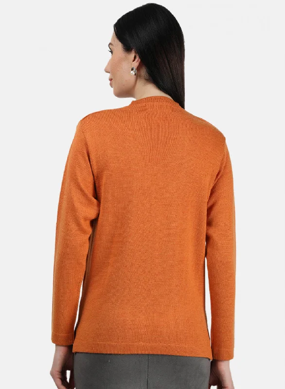 Women Orange Solid Cardigan