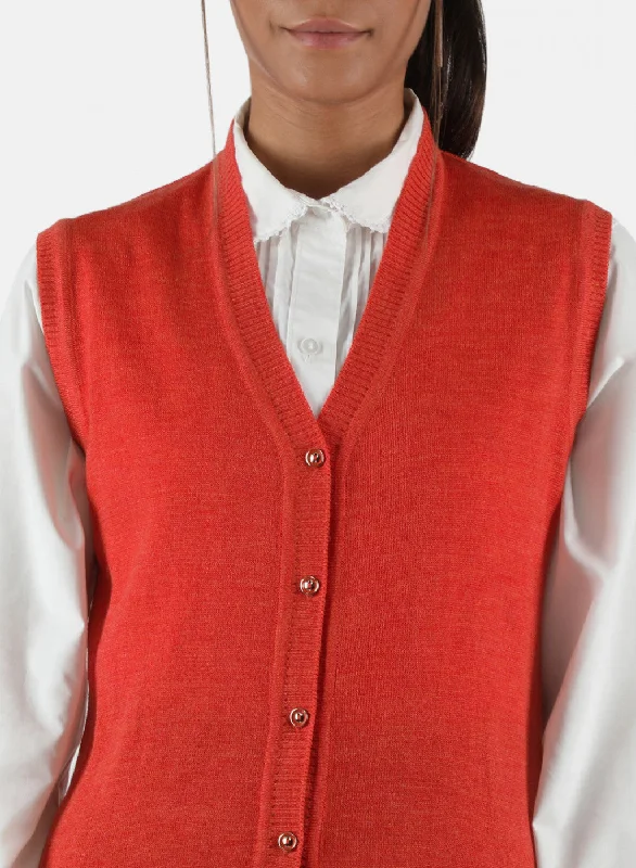 Women Orange Solid Cardigan