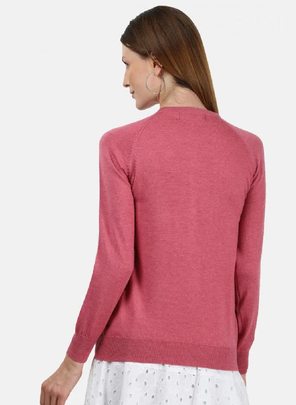 Women Pink Solid Cardigan