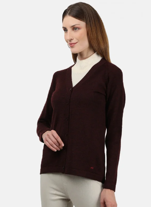 Women Purple Solid Cardigan