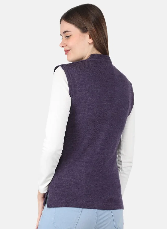 Women Purple Solid Cardigan