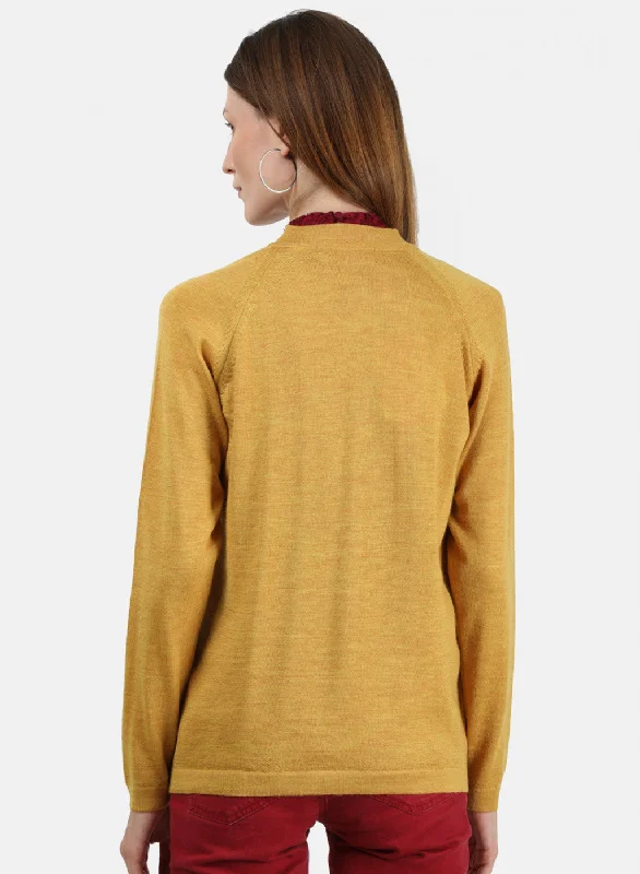 Women Yellow Solid Cardigan