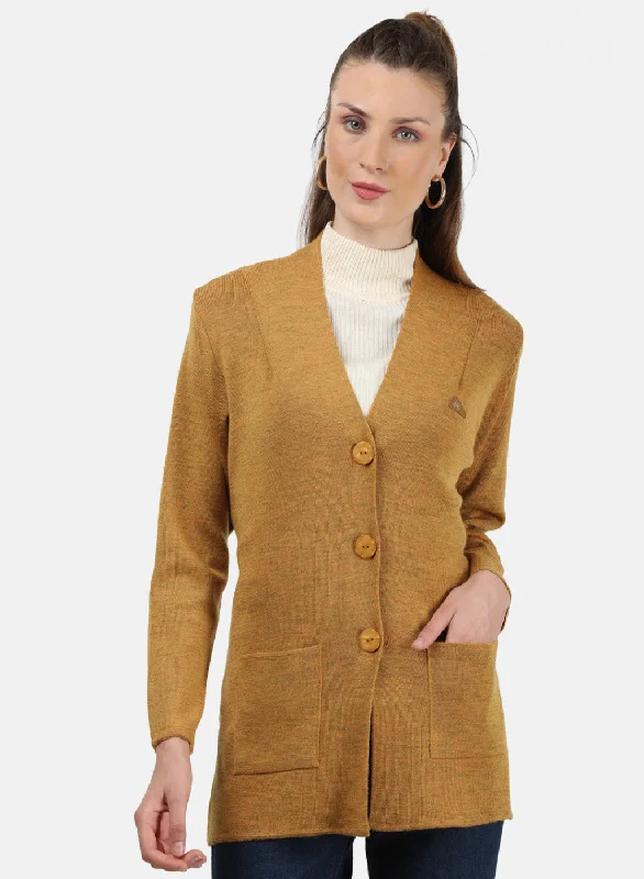 Women Yellow Solid Cardigan