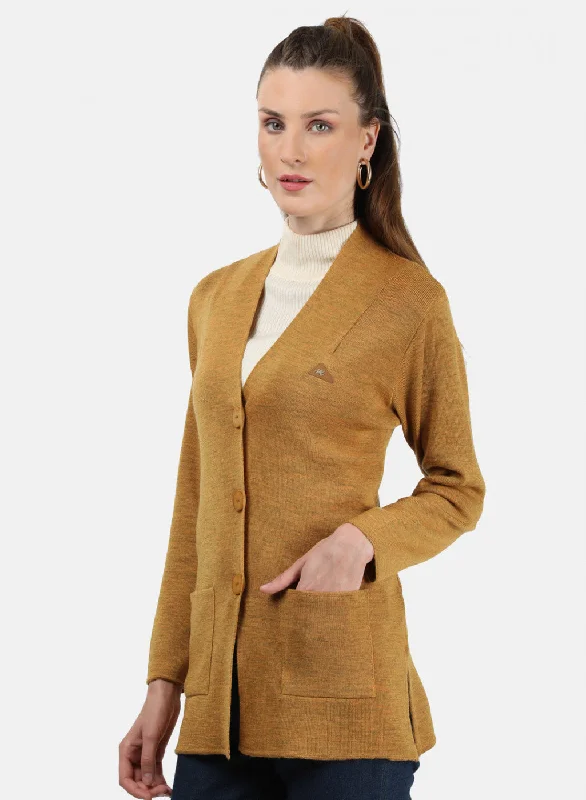 Women Yellow Solid Cardigan