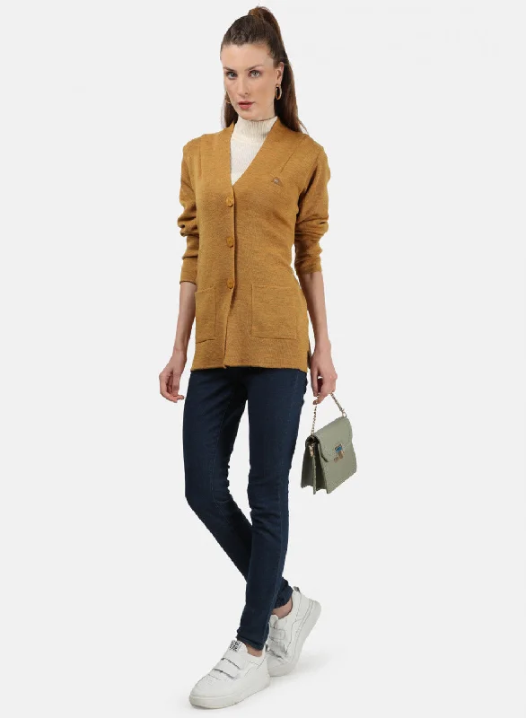 Women Yellow Solid Cardigan