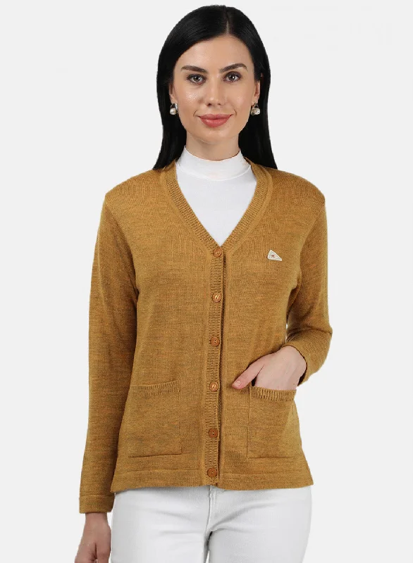 Women Yellow Solid Cardigan