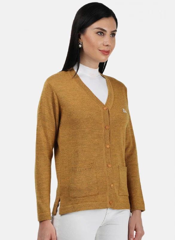 Women Yellow Solid Cardigan