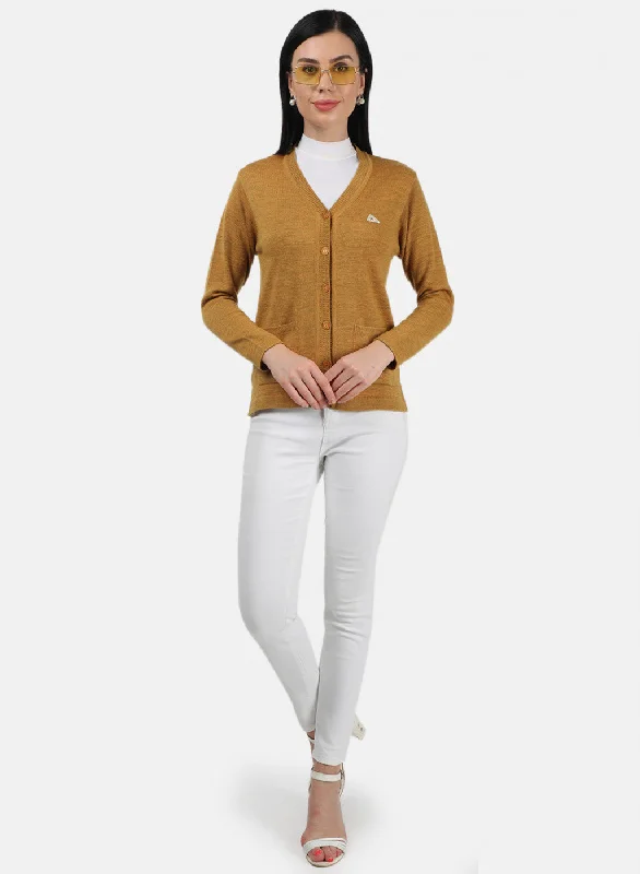 Women Yellow Solid Cardigan