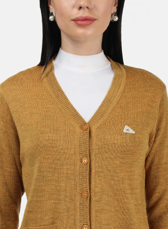 Women Yellow Solid Cardigan