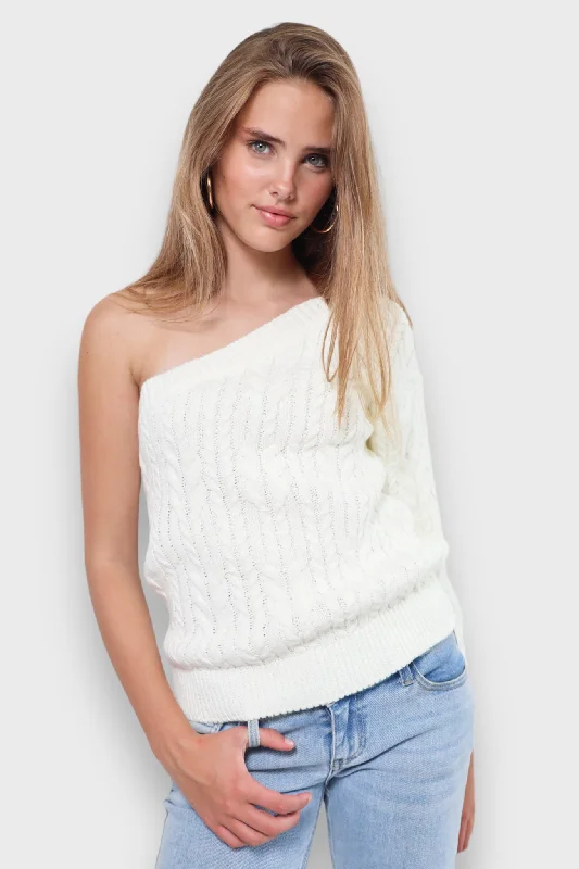 ""One sleeve"" sweater white