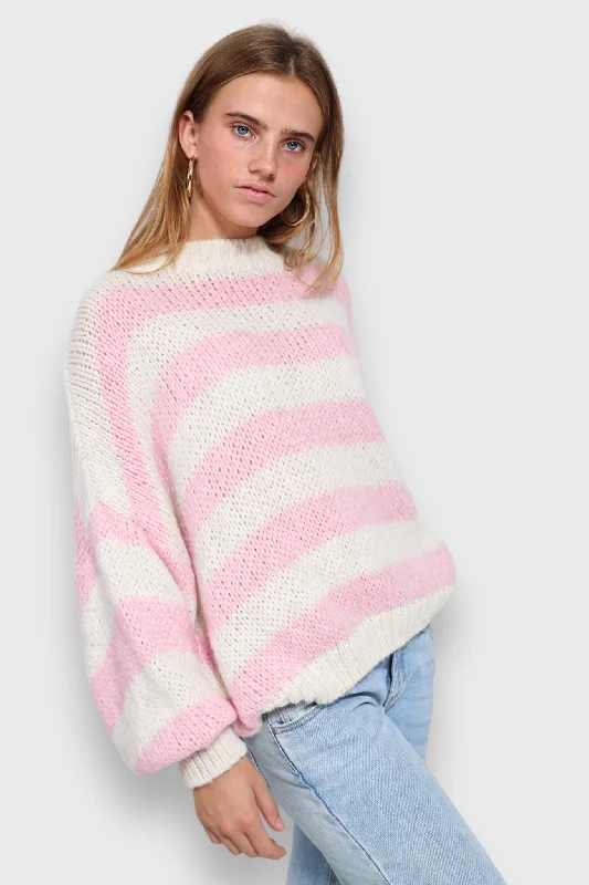 ""Striped"" sweater baby pink