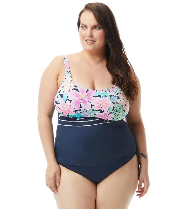 Beach House Plus Size Between The Lines Julie Tankini Top Admiral