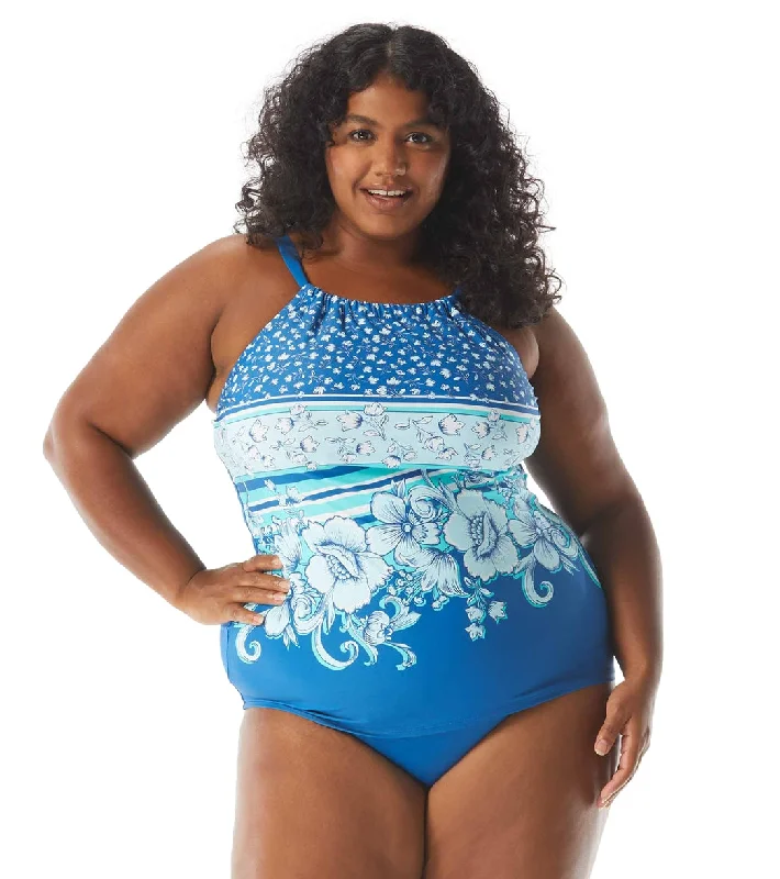 Beach House Women's Plus Size Under the Boardwalk Blair Tankini Top Blue/Bliss