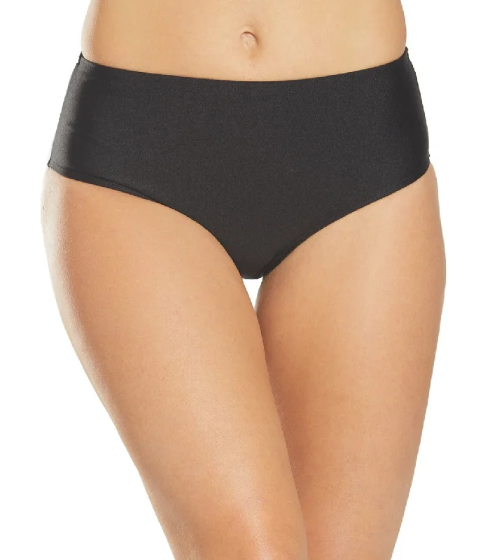 ClubSwim Glamour Solid High Waist Swim Brief Bottom Black