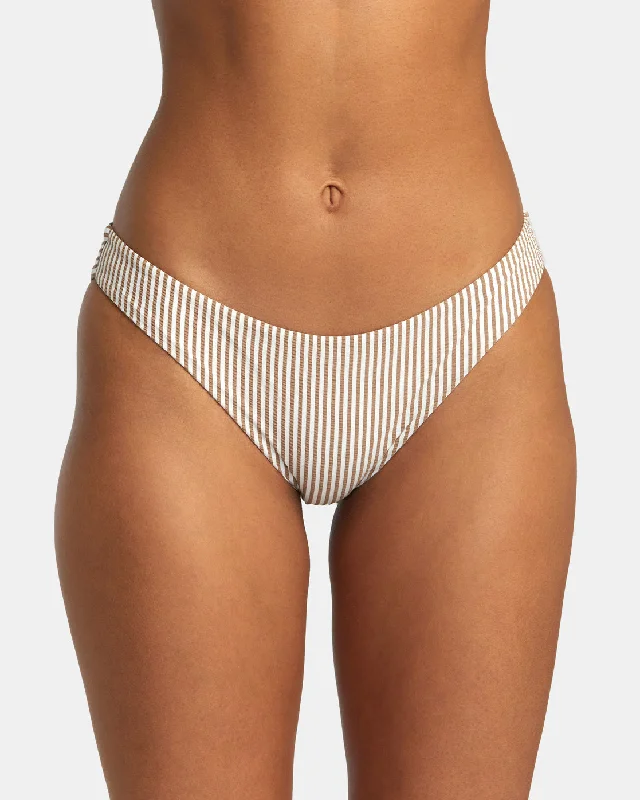 Linear Cheeky Bikini Bottoms - Workwear Brown