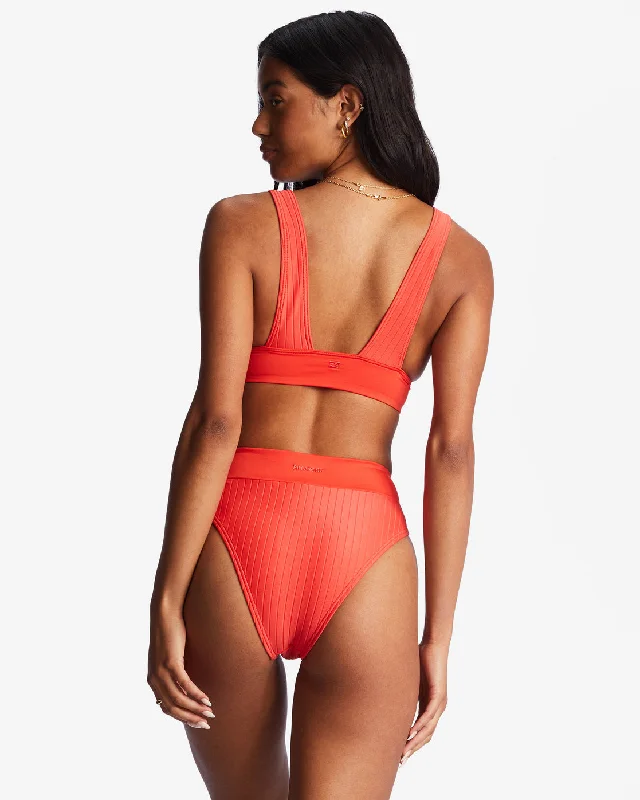 Lined Up Remi Plunge Triangle Bikini Top - Bright Poppy