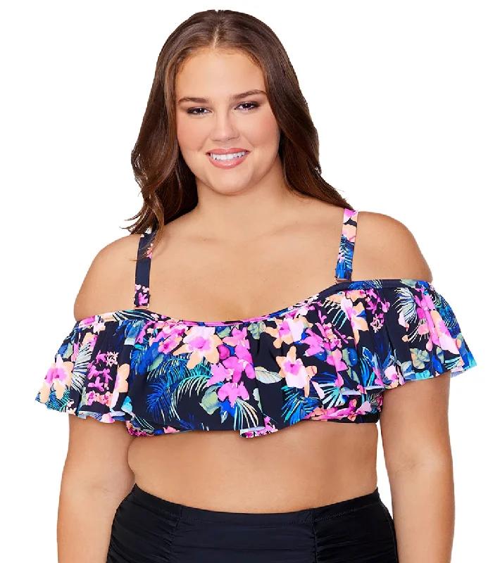 Raisins Women's Plus Size Freshwater Tortuga Bikini Top Black Sand