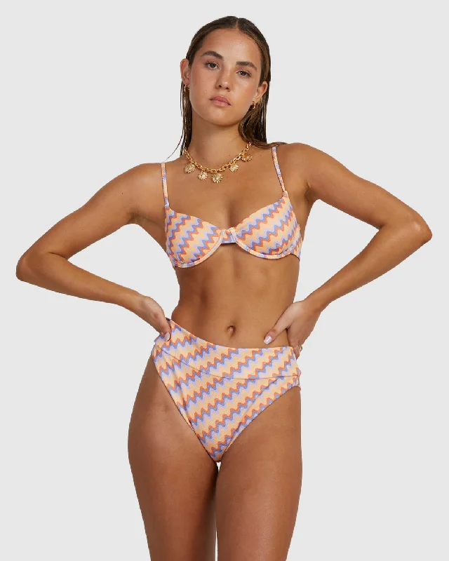 Retro Wave Underwired Bikini Top - Melon