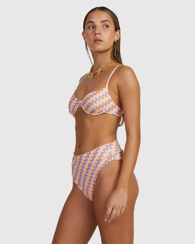 Retro Wave Underwired Bikini Top - Melon