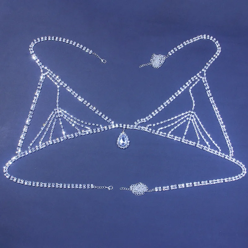 SHIHAN 2023 Crystal Sexy Rhinestone Lingerie Body Chain Silver Full Diamond Bra Body Chain Jewelry Women Shiny Party Accessories